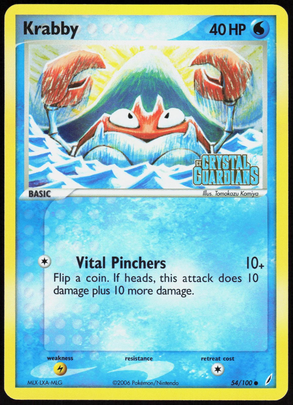 Krabby 54/100 Common Crystal Guardians Pokemon Reverse Holo Near Mint
