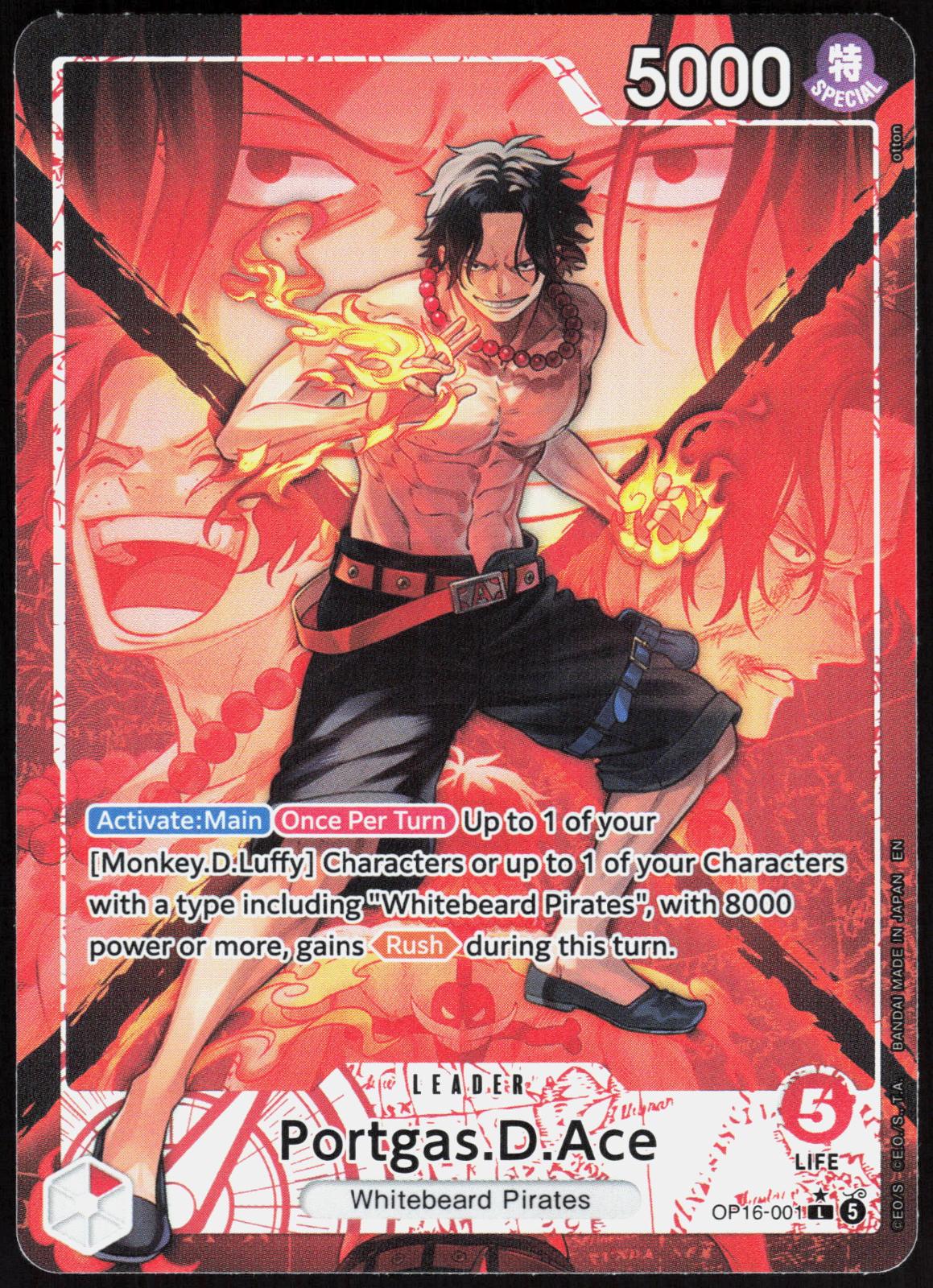 Portgas.D.Ace OP16-001 Alt Art The Time of Battle One Piece NM