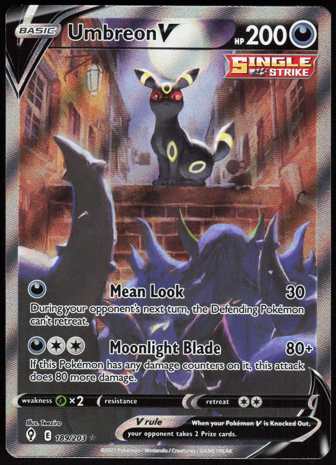 Umbreon V 189/203 Ultra Rare Evolving Skies Pokemon Holo Near Mint
