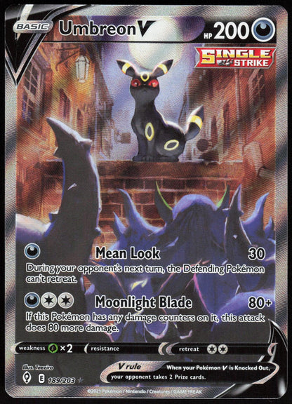Umbreon V 189/203 Ultra Rare Evolving Skies Pokemon Holo Near Mint