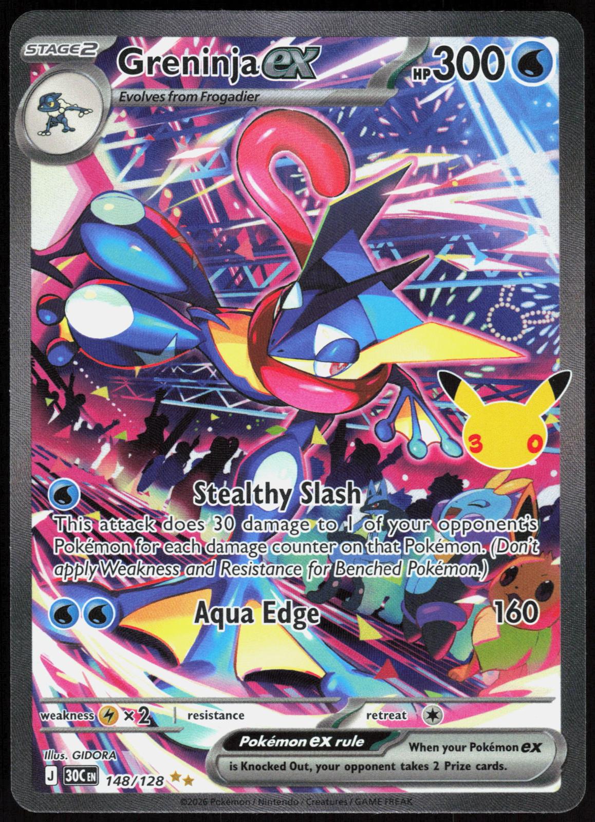 Greninja ex 148/128 ME: 30th Celebration Pokemon Holo NM
