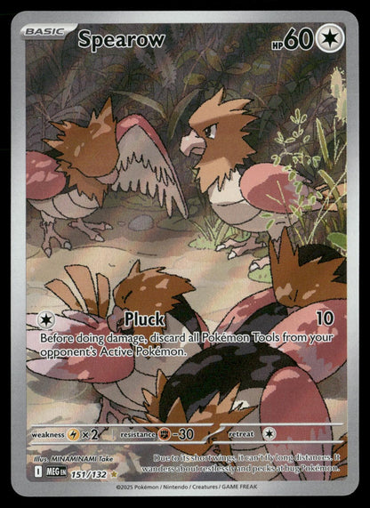 Spearow 151/132 Illustration Rare Mega Evolution Pokemon Holo Near Mint