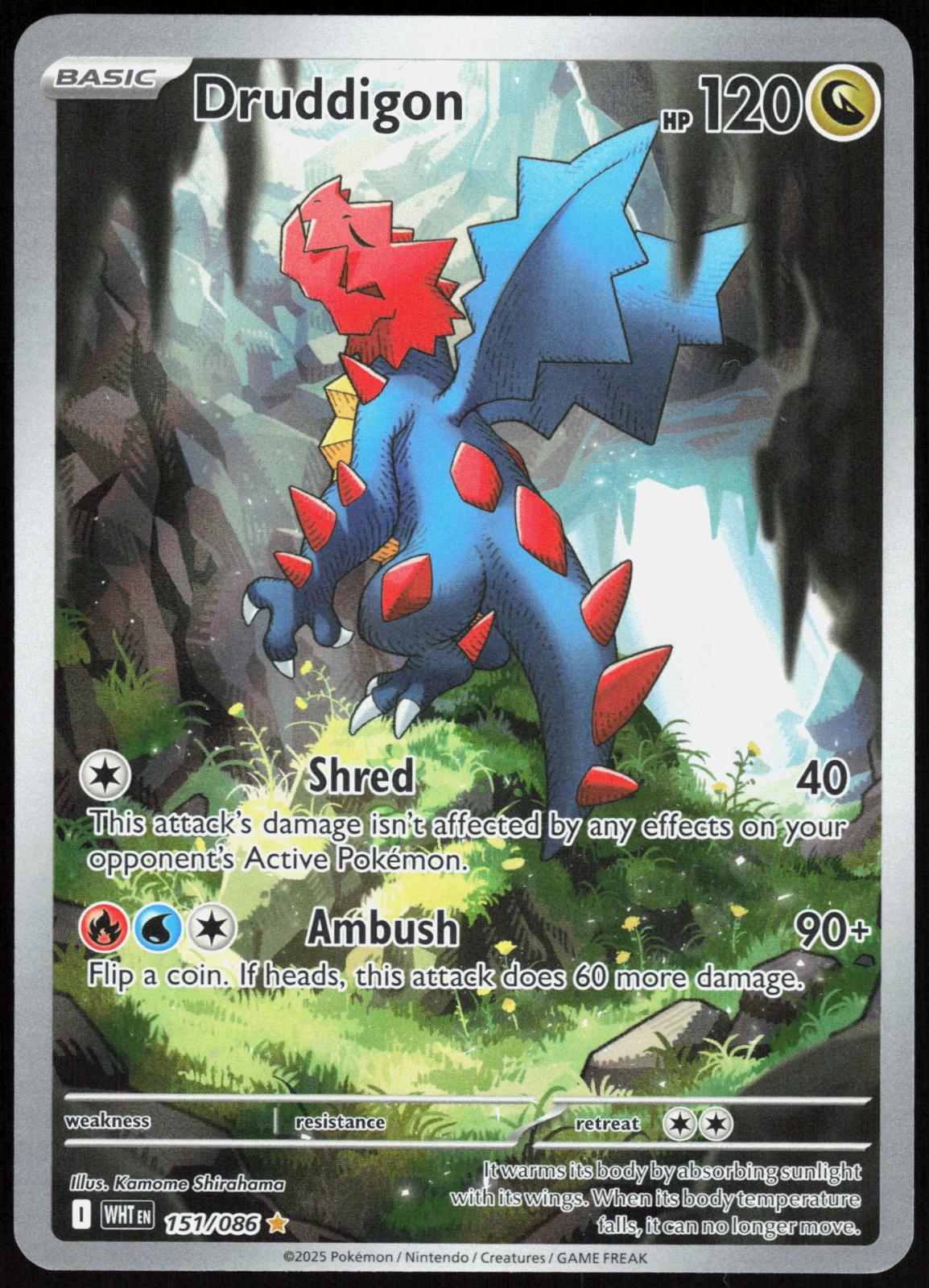 Druddigon 151/086 Holo Illustration Rare White Flare Pokemon Near Mint