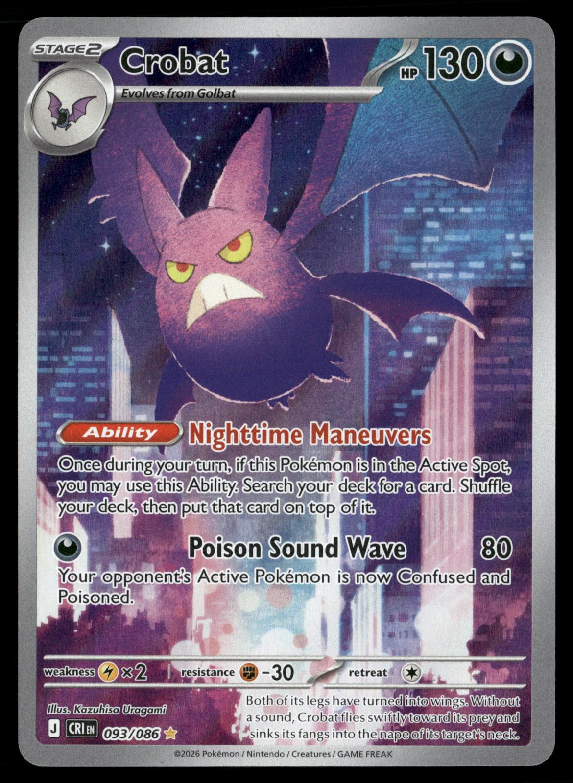 Crobat 093/086 Holo Illustration Rare Chaos Rising Pokemon Near Mint