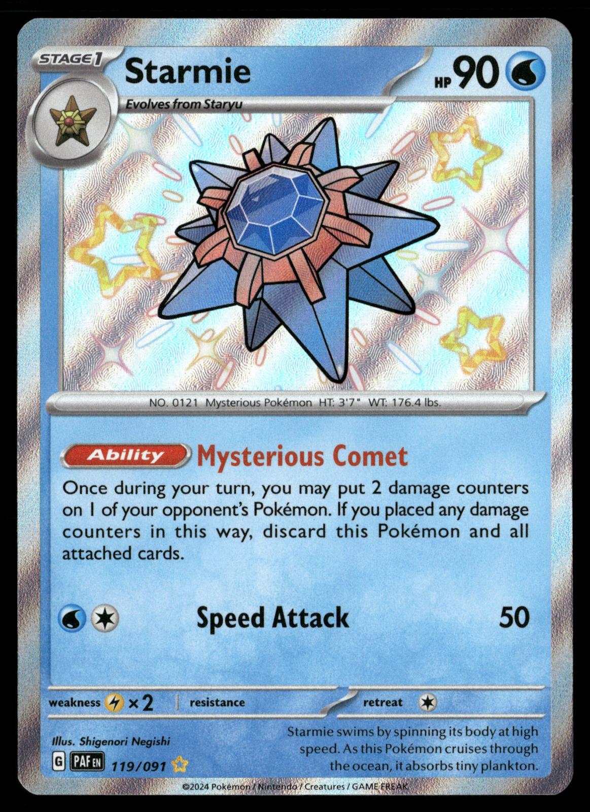 Starmie 119/091 Shiny Rare Paldean Fates Pokemon Holo Near Mint