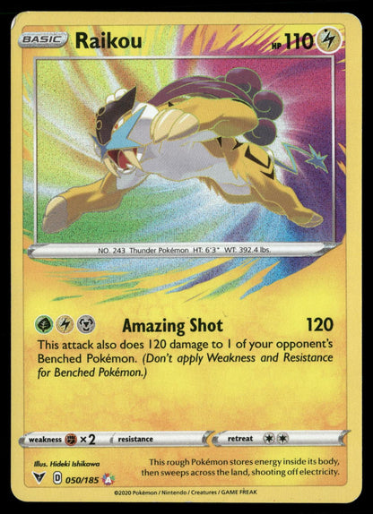 Raikou 050/185 Amazing Rare Vivid Voltage Pokemon Holo Near Mint