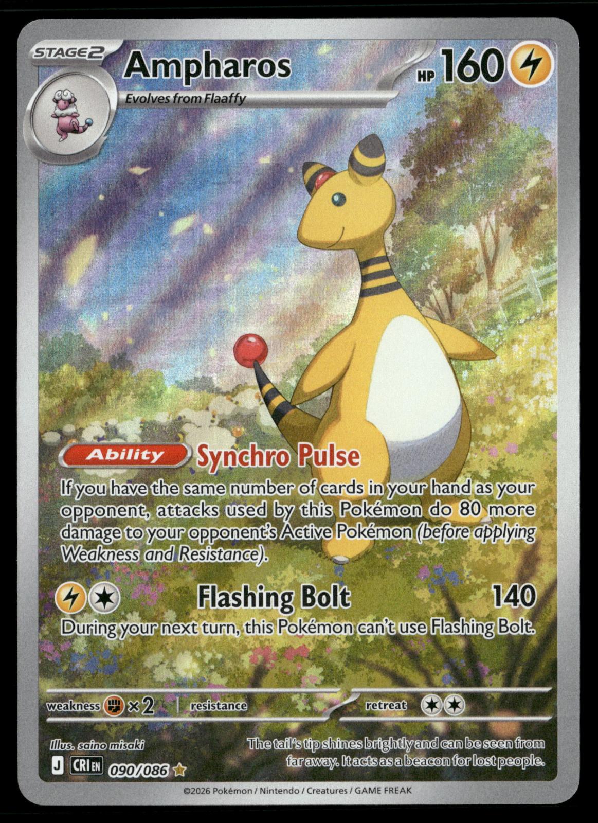 Ampharos 090/086 Holo Illustration Rare Chaos Rising Pokemon Near Mint