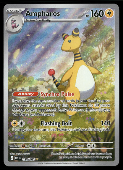 Ampharos 090/086 Holo Illustration Rare Chaos Rising Pokemon Near Mint