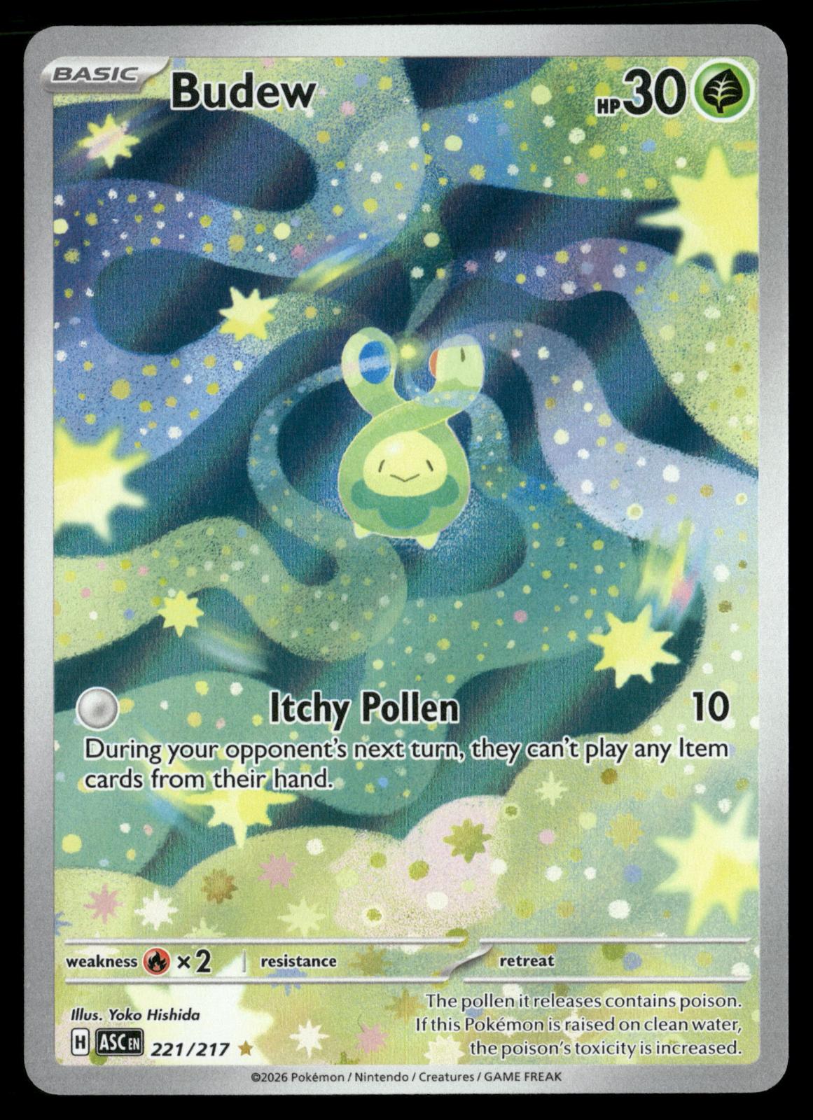 Budew 221/217 Illustration Rare Ascended Heroes Pokemon Holo Near Mint
