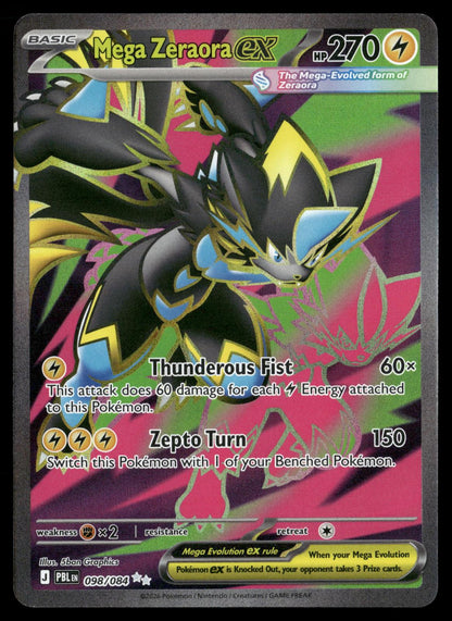 Mega Zeraora ex 098/084 Ultra Rare Pitch Black Pokemon Holo Near Mint