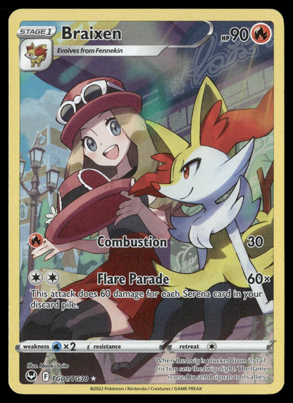 Braixen TG01/TG30 Holo Silver Tempest Trainer Gallery Pokemon NM