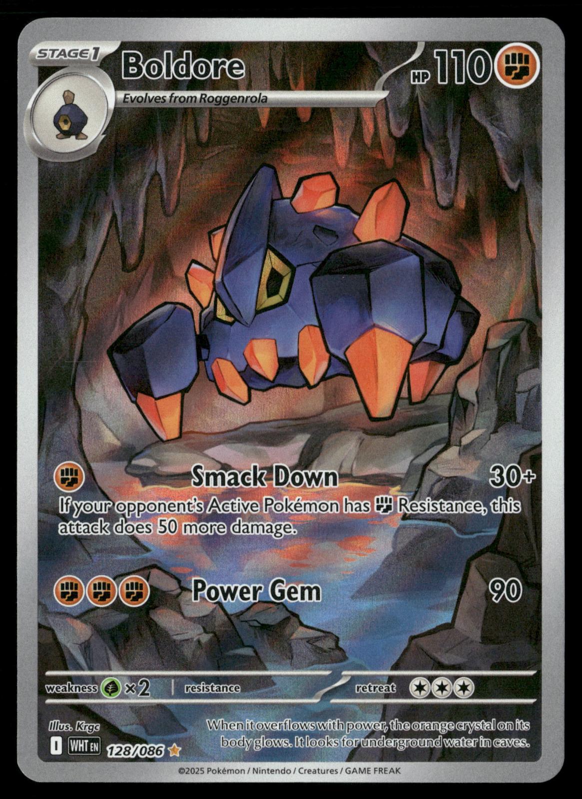 Boldore 128/086 Illustration Rare White Flare Pokemon Holo Near Mint