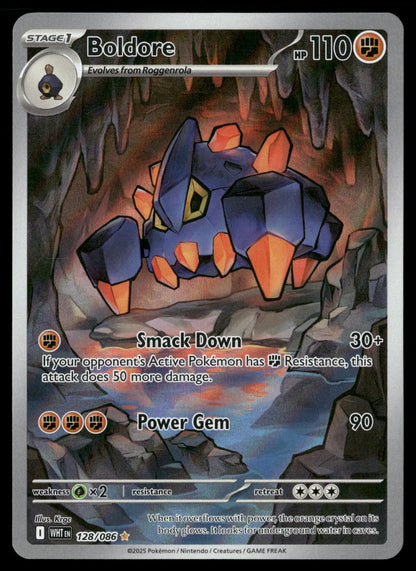 Boldore 128/086 Illustration Rare White Flare Pokemon Holo Near Mint