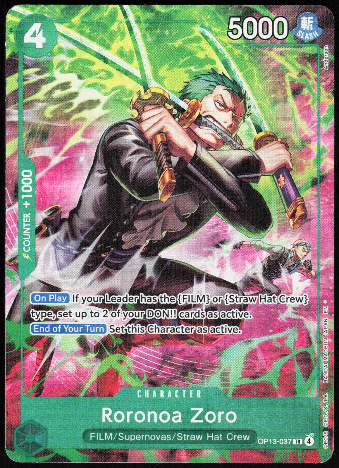 Roronoa Zoro OP13-037 Treasure Rare Adventure on Kami's Island One Piece NM