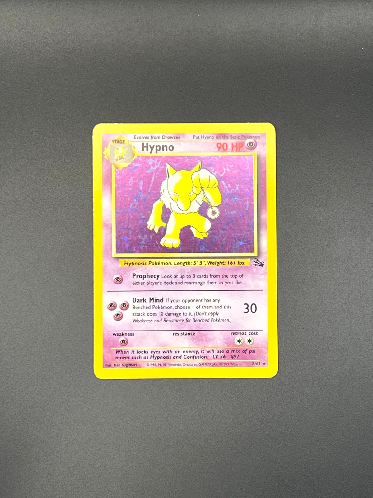 Hypno 8/62 Holo Rare Fossil Pokemon Unlimited Holo Near Mint