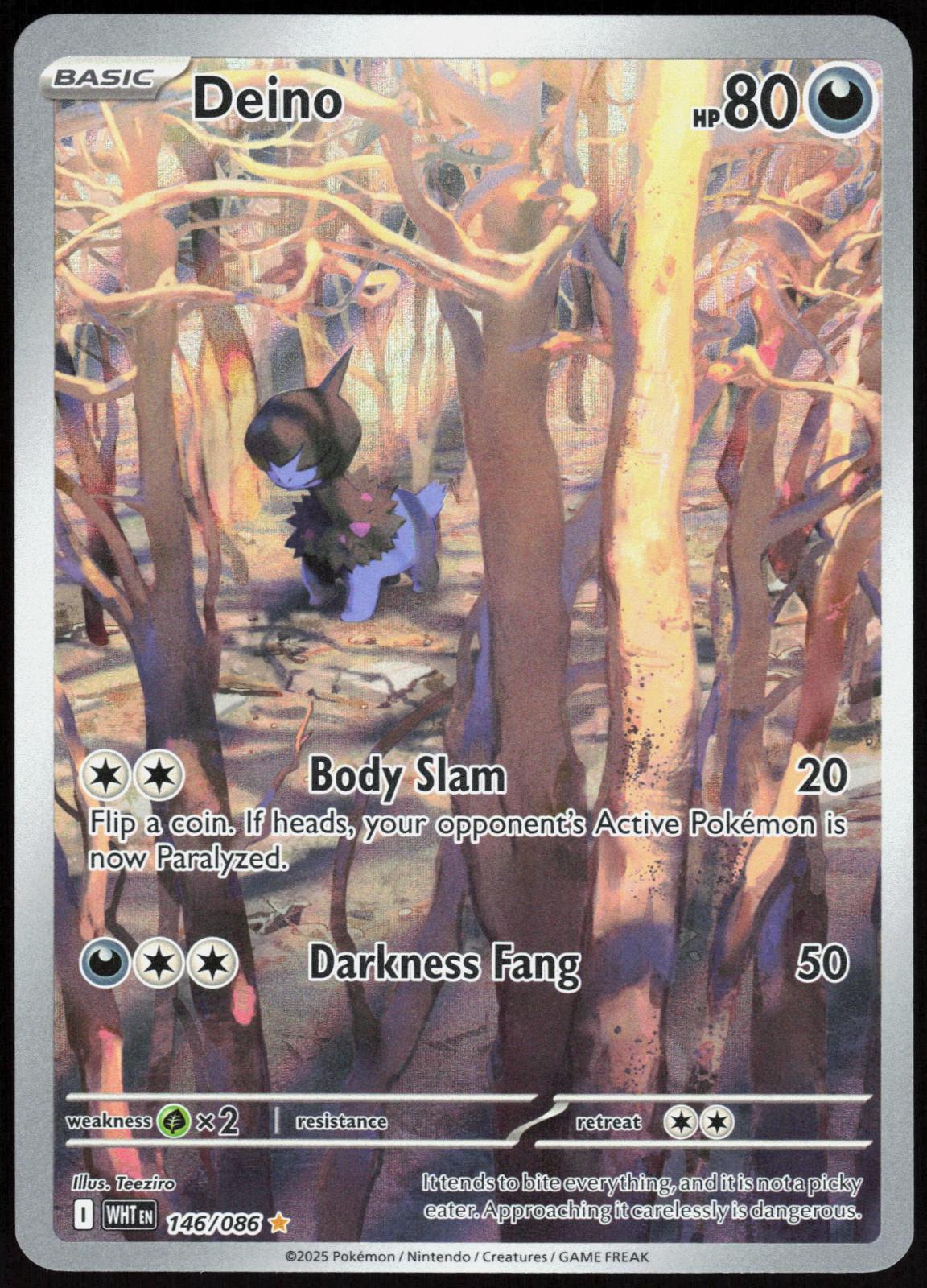 Deino 146/086 Holo Illustration Rare White Flare Pokemon Near Mint