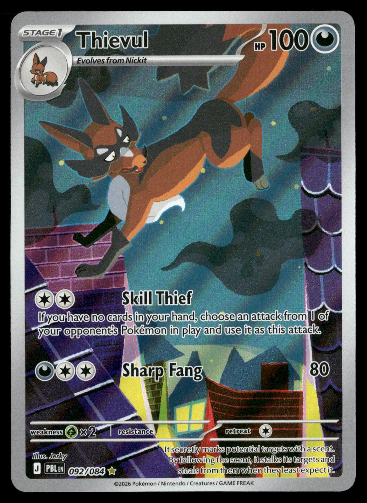 Thievul 092/084 Illustration Rare Pitch Black Pokemon Holo Near Mint
