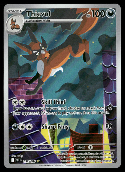 Thievul 092/084 Illustration Rare Pitch Black Pokemon Holo Near Mint