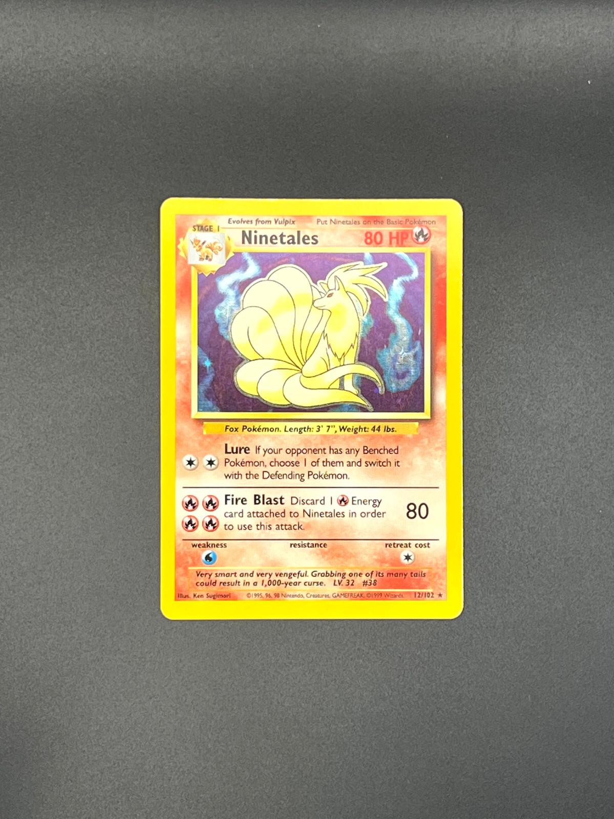 Ninetales 12/102 Holo Holo Rare Base Set Unlimited Pokemon Holo Lightly Played