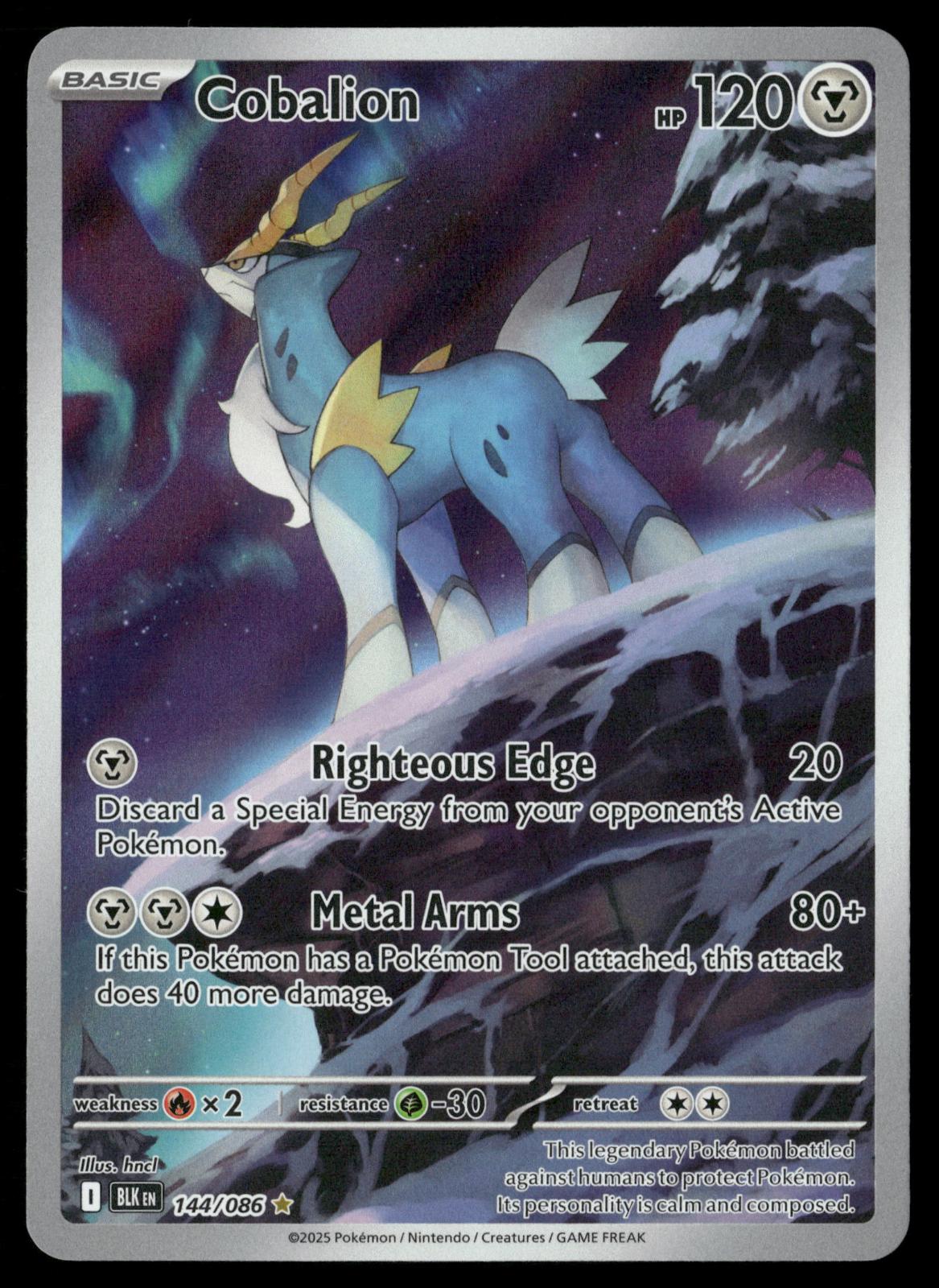 Cobalion 144/086 Holo Illustration Rare Black Bolt Pokemon Near Mint