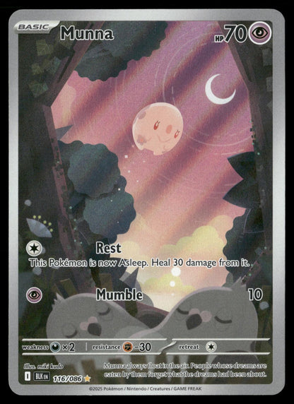 Munna 116/086 Holo Illustration Rare Black Bolt Pokemon Near Mint