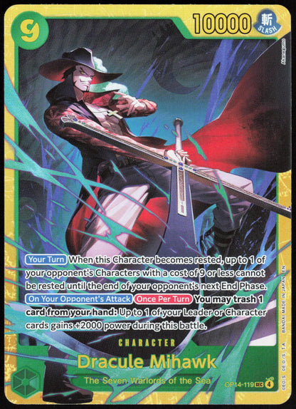 Dracule Mihawk OP14-119 Secret Rare The Azure Sea's Seven One Piece Foil NM