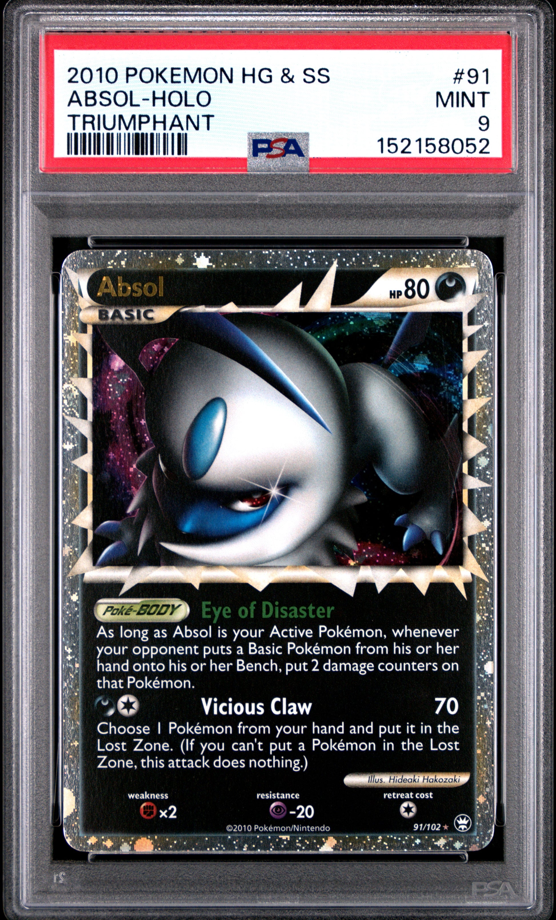 Absol Holo 91/123 Heartgold & Soulsilver Triumphant Pokemon PSA 9