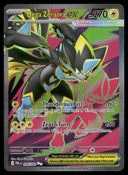 Mega Zeraora ex 098/084 Ultra Rare Pitch Black Pokemon Holo Near Mint