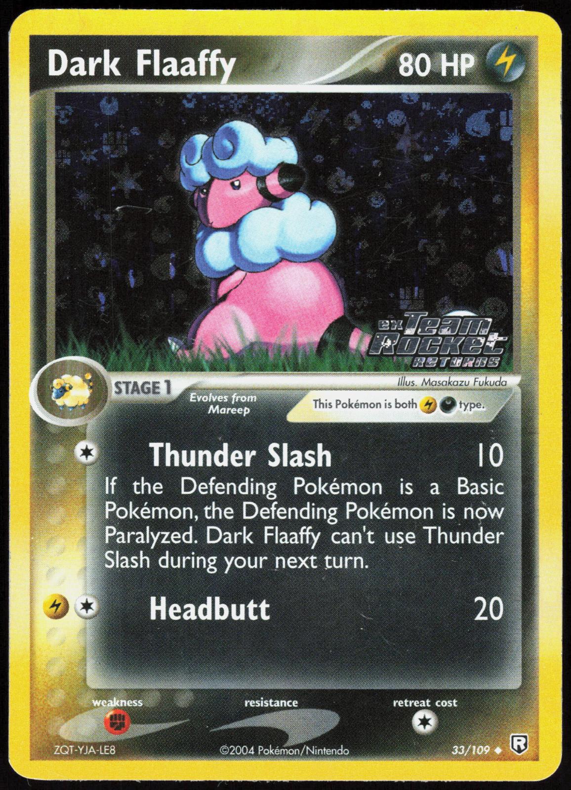 Dark Flaaffy 33/109 Uncommon Team Rocket Returns Pokemon Reverse Holo MP