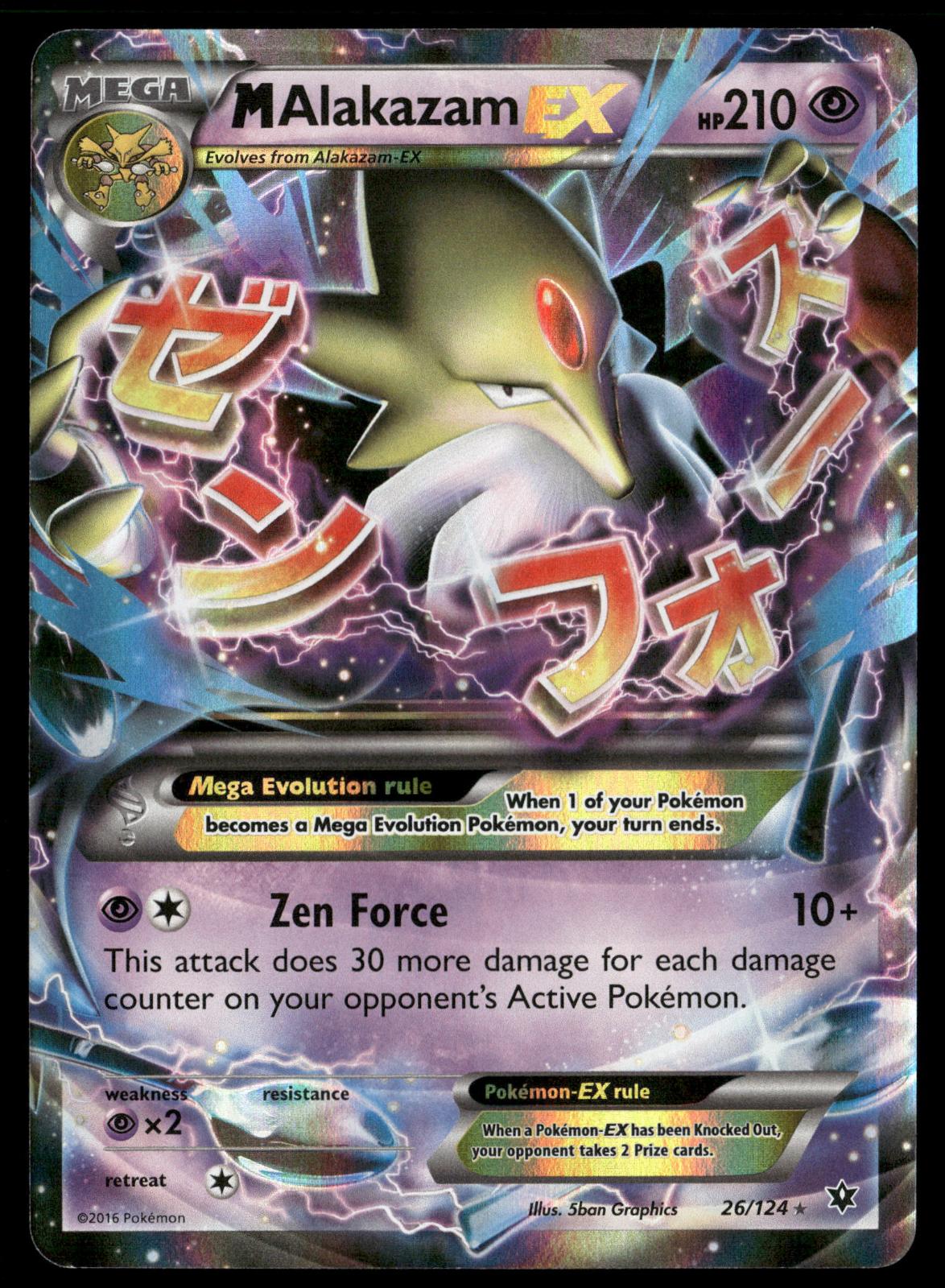 M Alakazam EX 26/124 Holo EX Rare Fates Collide Pokemon Near Mint