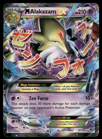 M Alakazam EX 26/124 Holo EX Rare Fates Collide Pokemon Near Mint