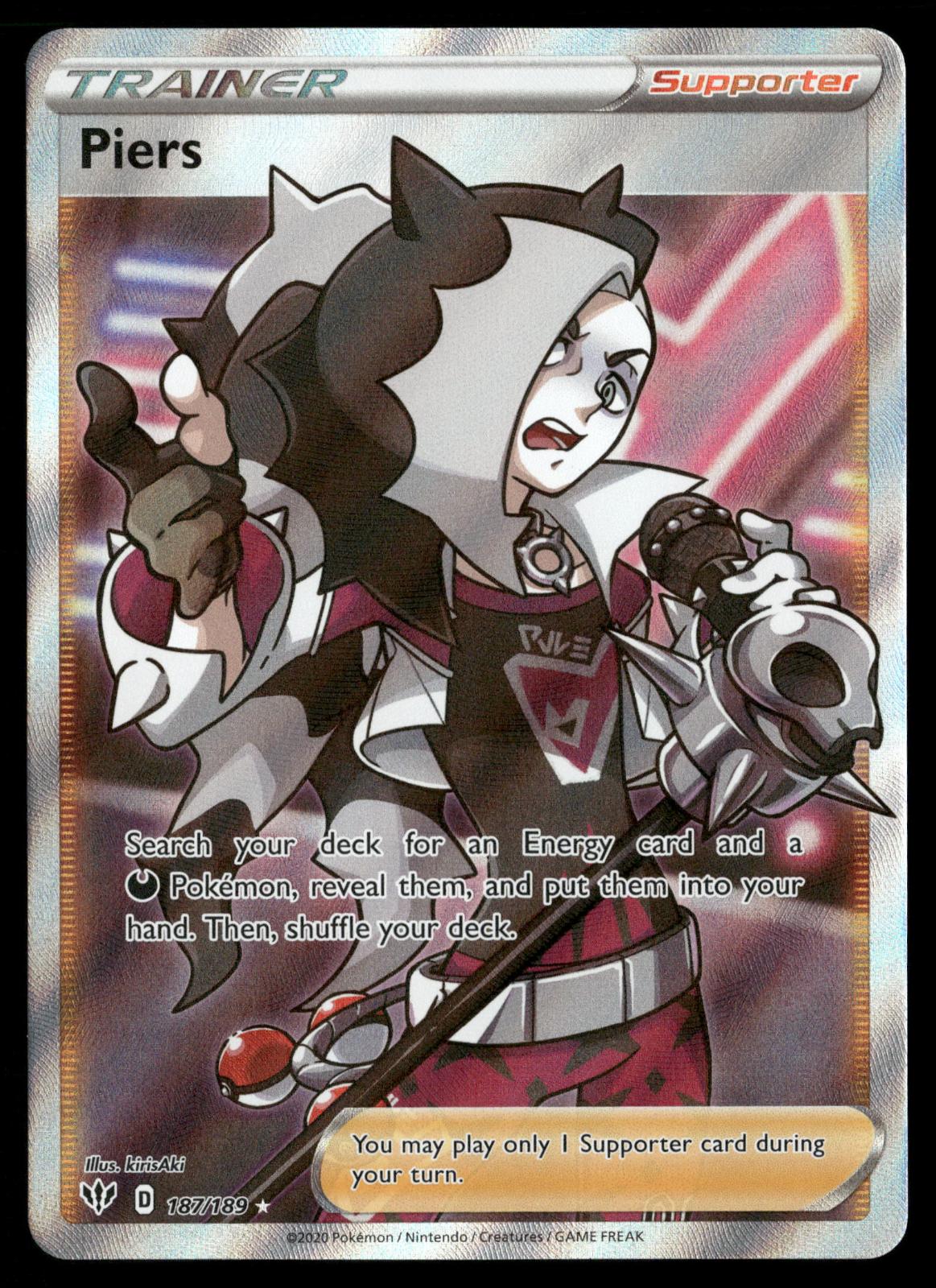 Piers 187/189 Ultra Rare Darkness Ablaze Pokemon Holo Near Mint