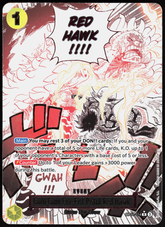 Gum-Gum Fire-Fist Pistol Red Hawk Alt Art OP11-114 One Piece NM