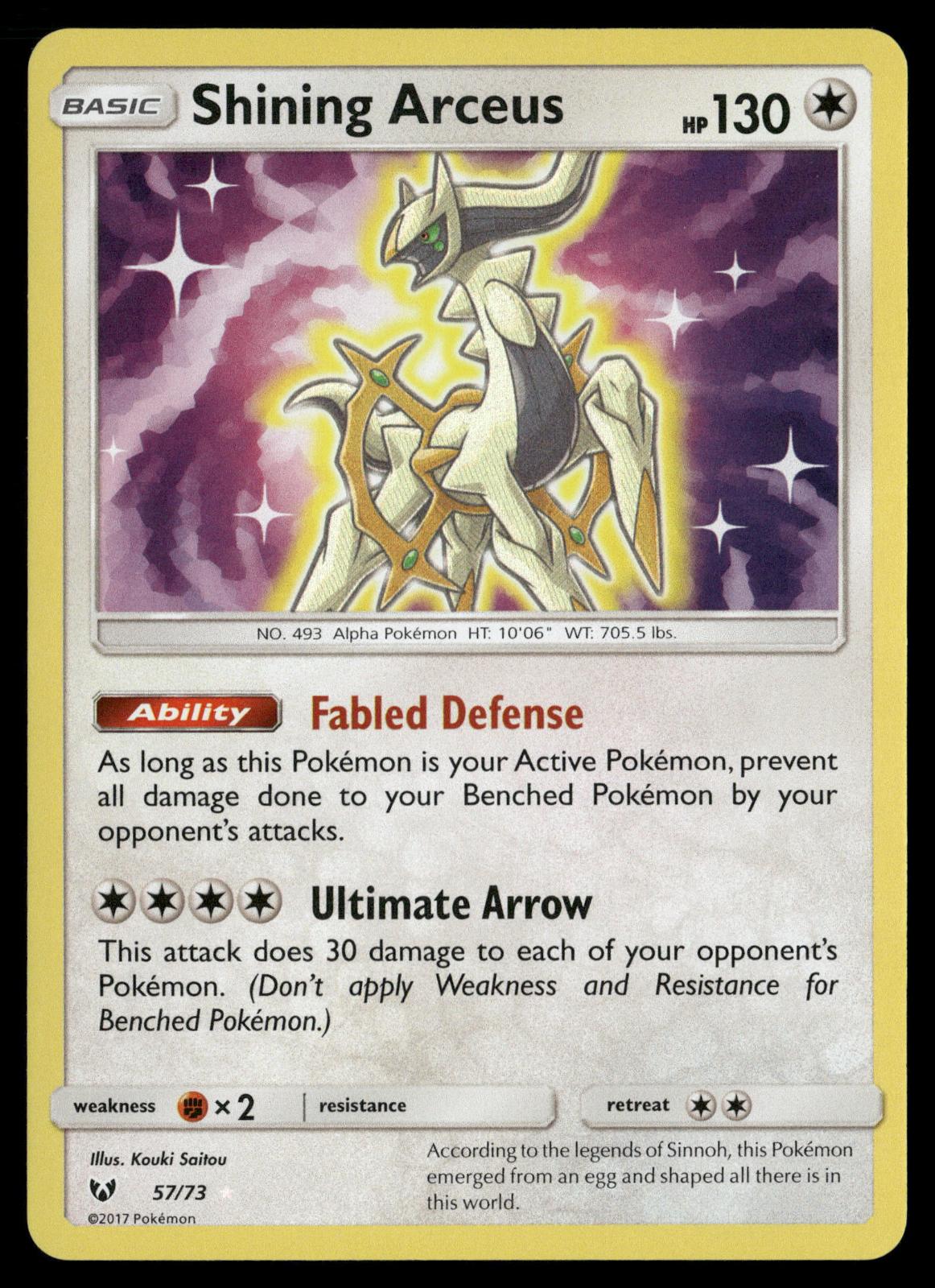 Shining Arceus 57/73 Rare Shining Shining Legends Pokemon Holo Near Mint