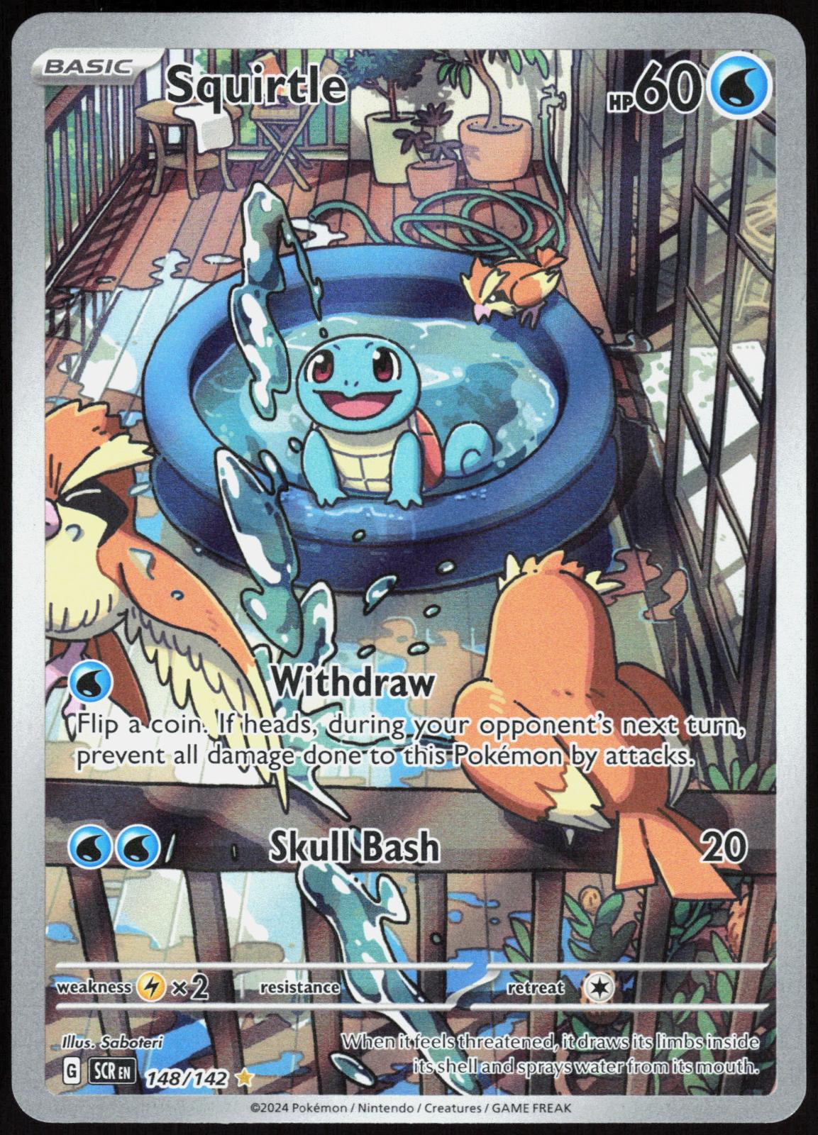 Squirtle 148/142 Illustration Rare Stellar Crown Pokemon Holo Near Mint