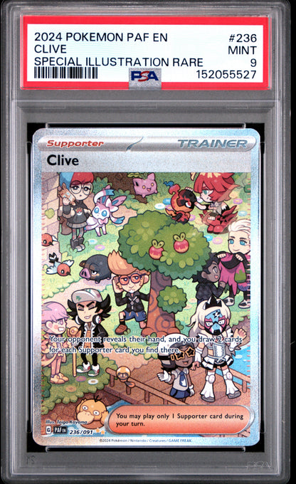 Clive 236/091 Special Illustration Rare Paf En-Paldean Fates Pokemon PSA 9