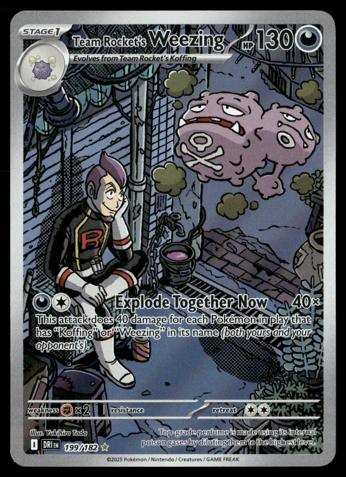 Team Rocket's Weezing 199/182 Illustration Rare Destined Rivals Pokemon Holo NM