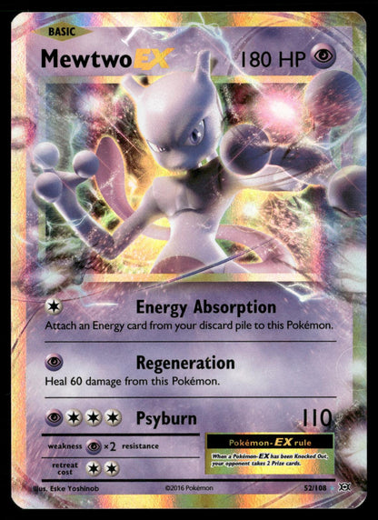 Mewtwo EX 52/108 Holo EX Rare Evolutions Pokemon Near Mint