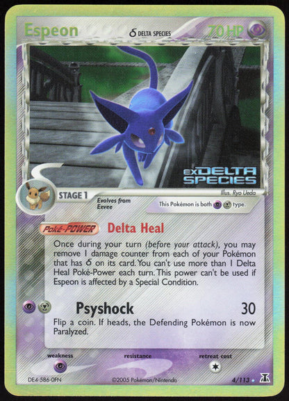 Espeon 4/113 Rare Delta Species Pokemon Reverse Holo Near Mint