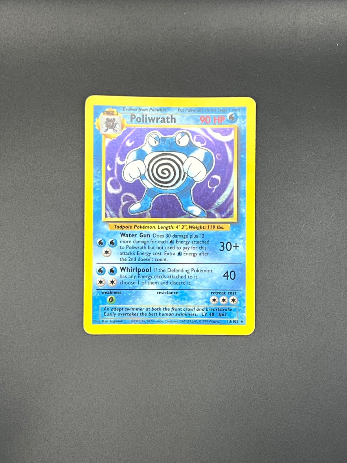 Poliwrath 13/102 Holo Holo Rare Base Set Unlimited Pokemon Holo MP