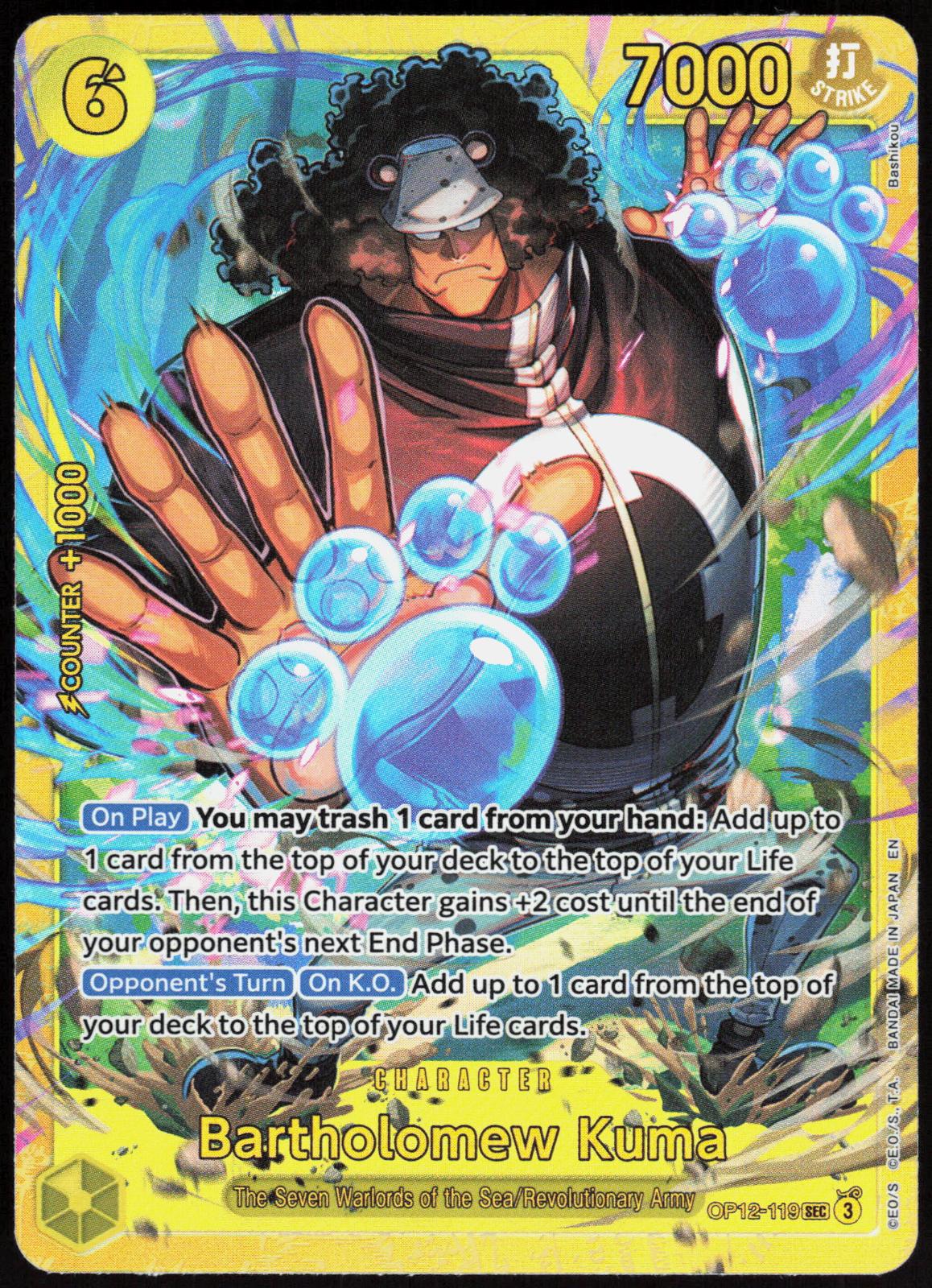Bartholomew Kuma OP12-119 Secret Rare Legacy of the Master One Piece Foil NM