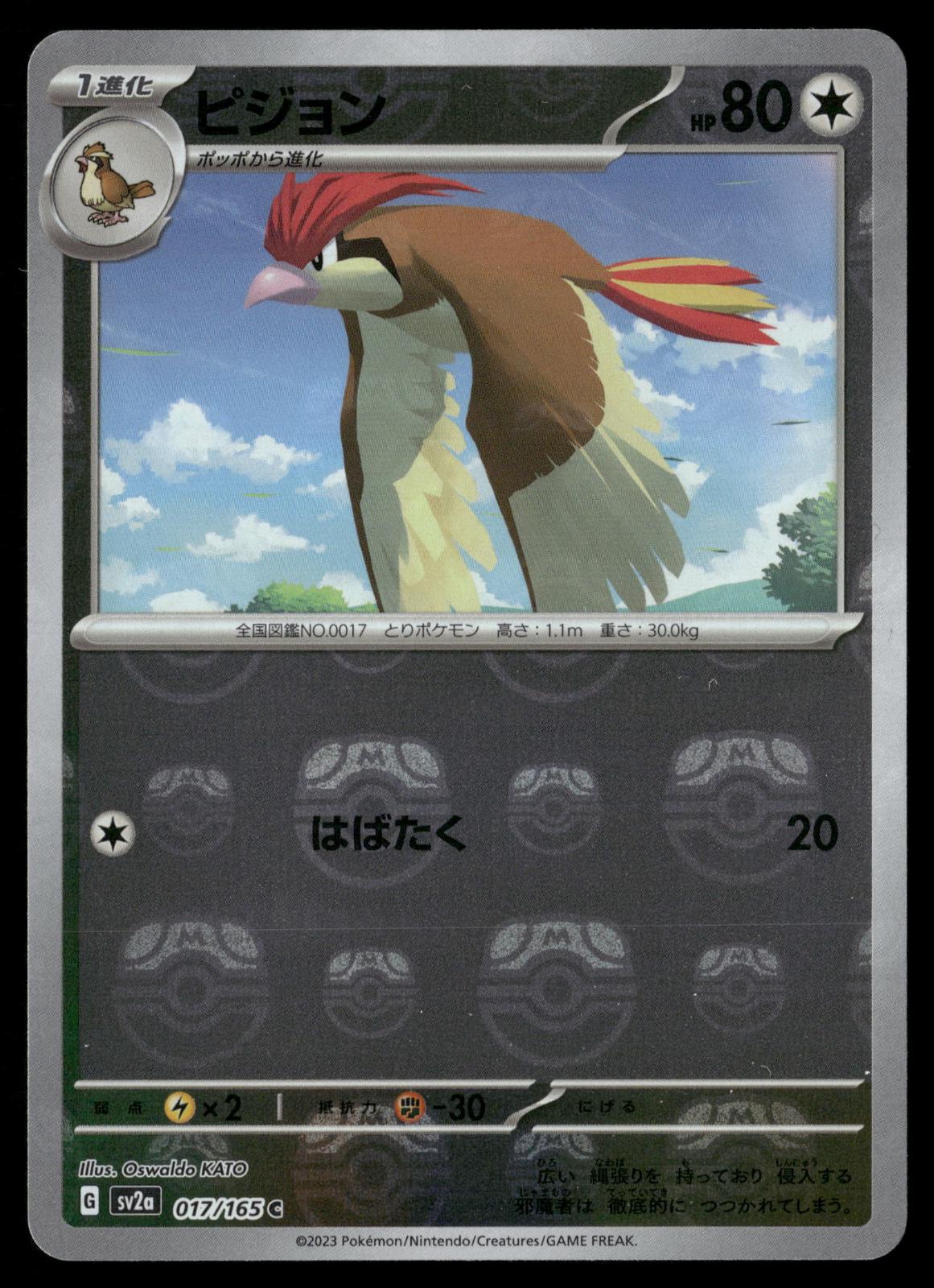 Pidgeotto (Master Ball) 017/165 SV2a: Pokemon Card 151 Pokemon Japanese Holo NM