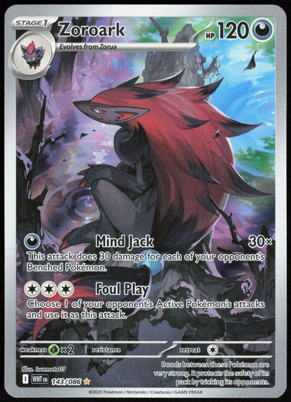 Zoroark 143/086 Holo Illustration Rare White Flare Pokemon Near Mint
