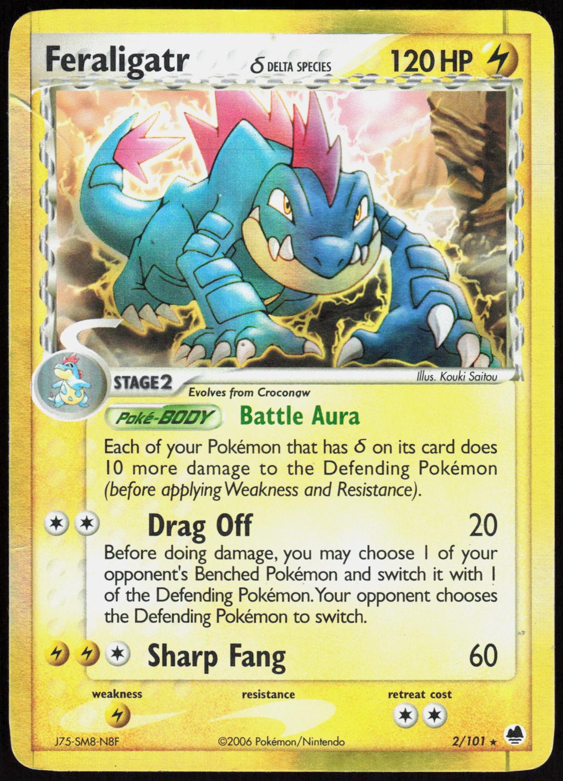 Feraligatr 2/101 Holo Rare Dragon Frontiers Pokemon Heavily Played