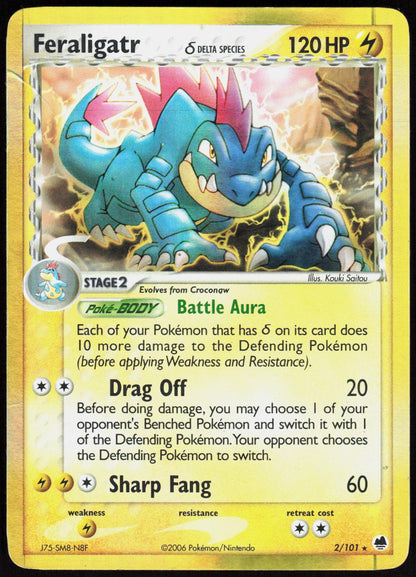 Feraligatr 2/101 Holo Rare Dragon Frontiers Pokemon Heavily Played