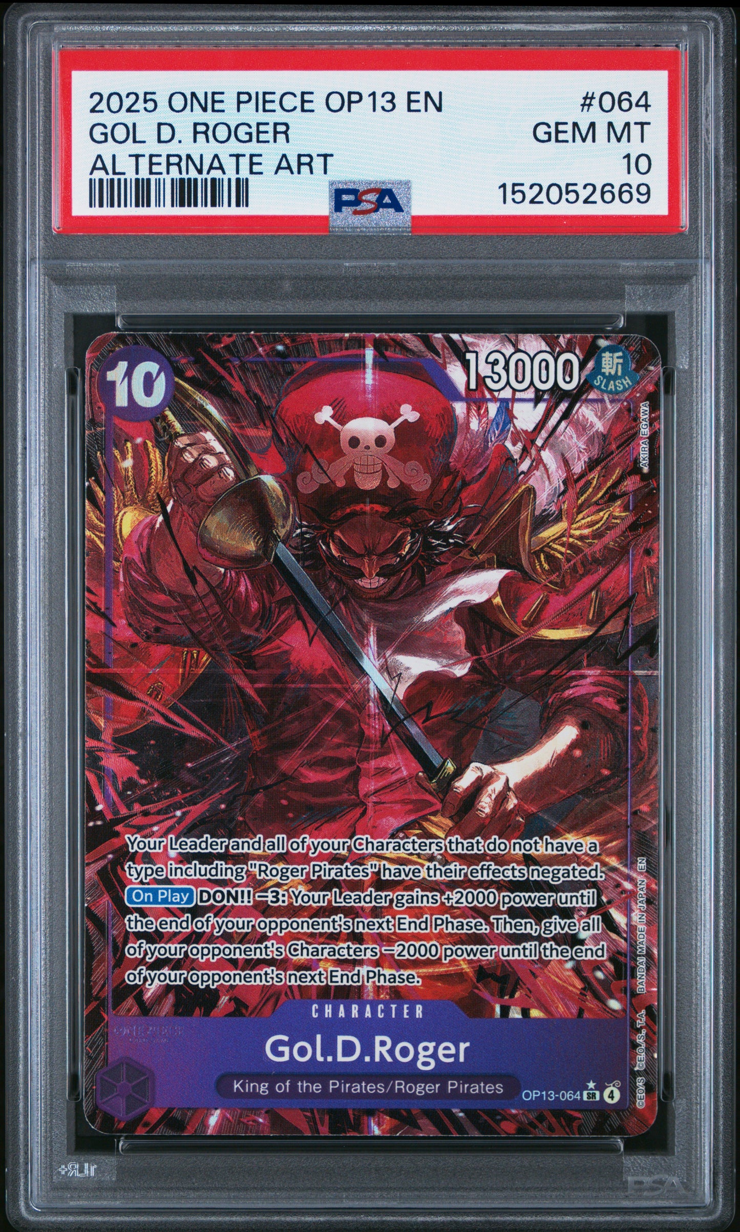 Gol D. Roger 064 Alternate Art One Piece PSA 10
