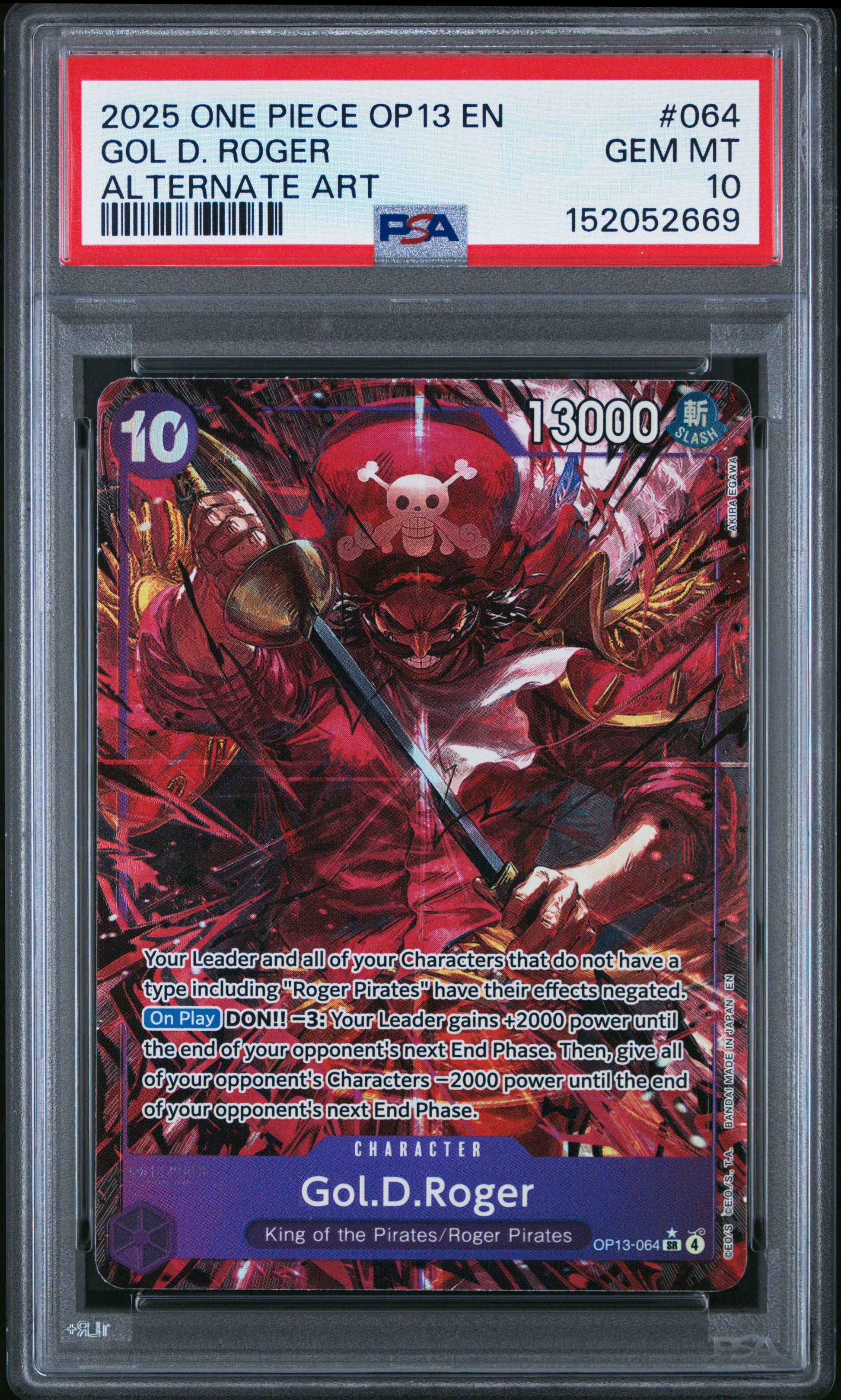 Gol D. Roger 064 Alternate Art One Piece PSA 10