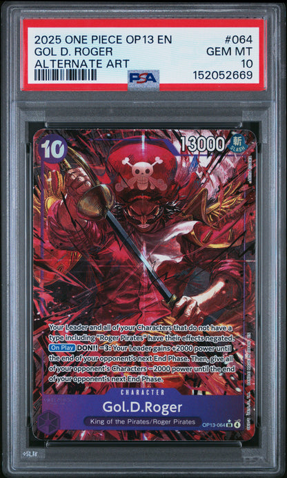 Gol D. Roger 064 Alternate Art One Piece PSA 10