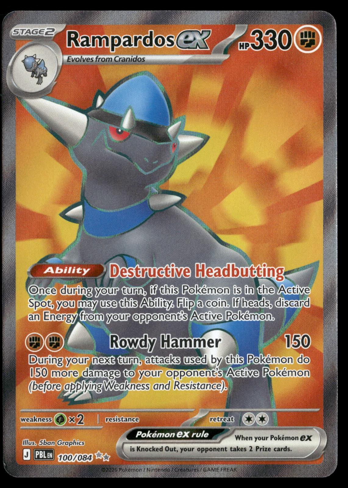 Rampardos ex 100/084 Ultra Rare Pitch Black Pokemon Holo Near Mint