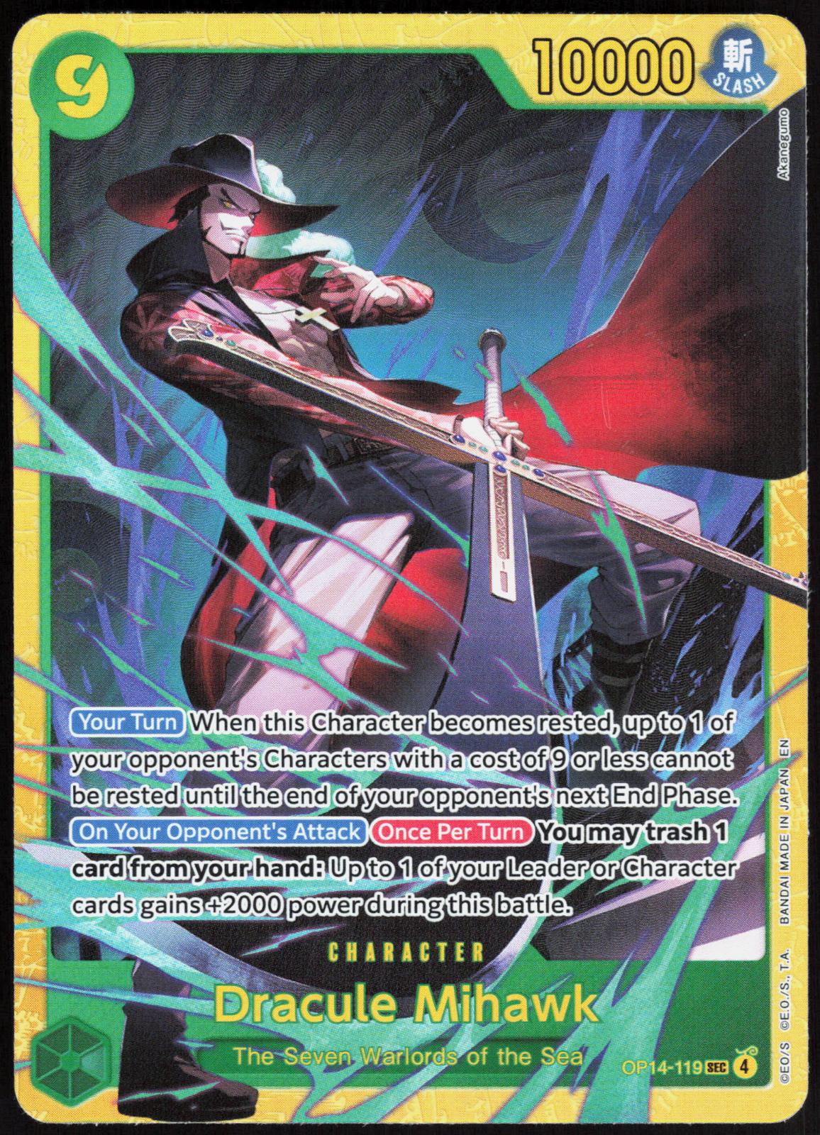 Dracule Mihawk OP14-119 SEC The Azure Sea's Seven One Piece NM